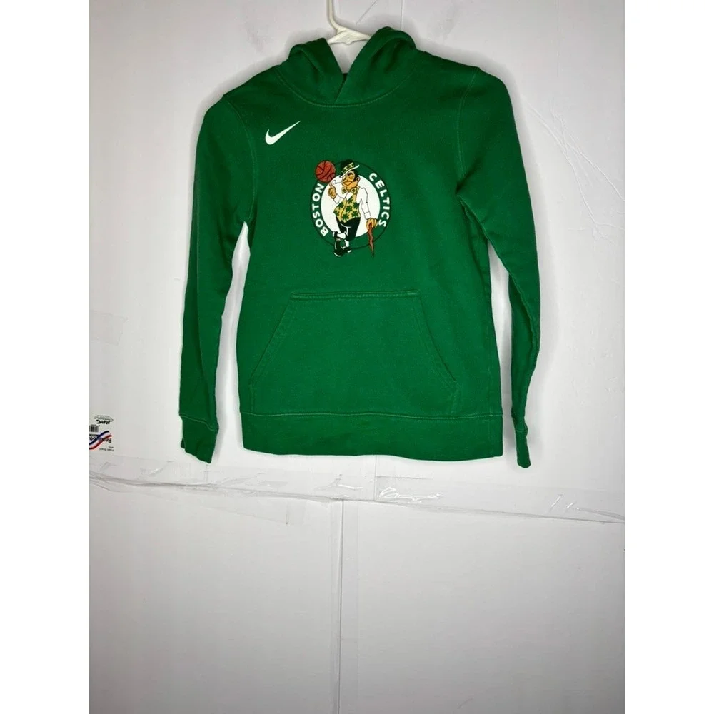 Nike Boston Celtics Youth‎ Green Hoodie NBA Lucky Leprechaun Pullover M 10-12